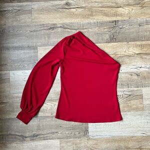 One Sleeve Asymmetrical Red top from RW&Co